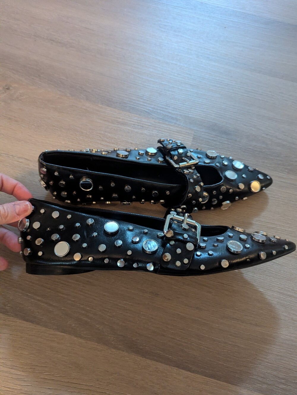 Zara Mirrored Leather Mary Jane Flat - Picture 5 of 7
